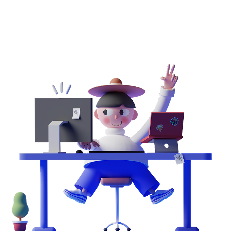 computer operator men 3d img
